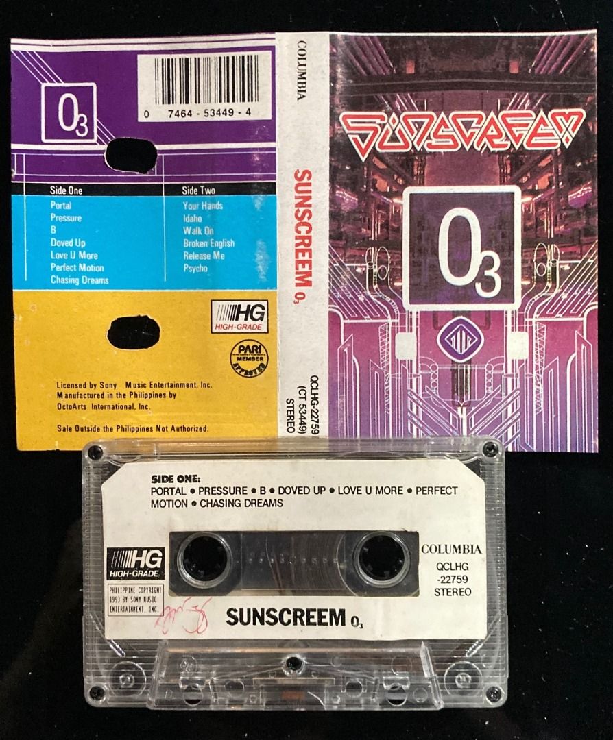 SUNSCREEM O3 PHILIPPINES Cassette Tape (Category: CDs & DVDs) located in Manila. Submitted by musika_pilipinas (Listing ID 1467038201, Image 3). Description: .