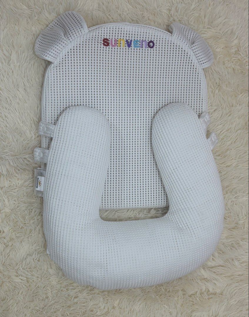 Sunveno Multifunctional Baby Cushion White Mesh (Category: Cots & Cribs) located in Santa Cruz. Submitted by zellethrifts (Listing ID 1467153097, Image 1). Description: • Original Sunveno 15 degree • Unused • 0-12 months • In excellent condition 🚚 Shipping via J&T only 📦 Shipping fee to be shouldered by buyer 💳 Mode of payment: GCash 📍 Santa Cruz, Laguna.
