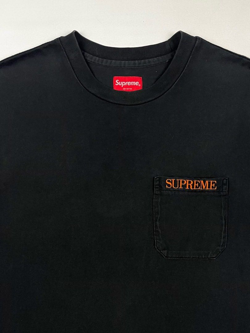 Supreme - Embroidered Pocket Tee (Category: Tshirts & Polo Shirts ) located in Puerto Princesa. Submitted by rrugsgallery (Listing ID 1467106532, Image 3). Description: Supreme - Embroidered Pocket Tee Tagged Size: Medium Length: 29.5 Width: 21.5 Condition: Very good Color rate: 9.3 Flaws: Minor signs of usage.