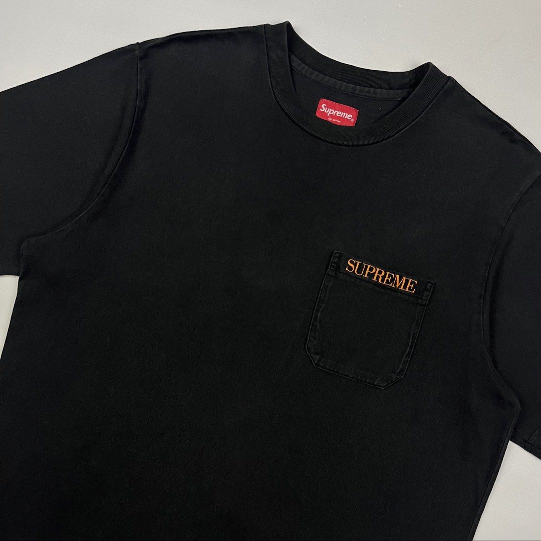 Supreme Embroidered Pocket Tee (Category: Tshirts & Polo Shirts ) located in Puerto Princesa. Submitted by paradise5300 (Listing ID 1467051400, Image 3). Description: Supreme Embroidered Pocket Tee Tagged Size: Medium Dimensions Inches length: 29.5 Inches width: 21.5 Condition: Very good Color rate: 9.3 Flaws: Minor signs of usage 1,499 shipping fee is not yet included. .