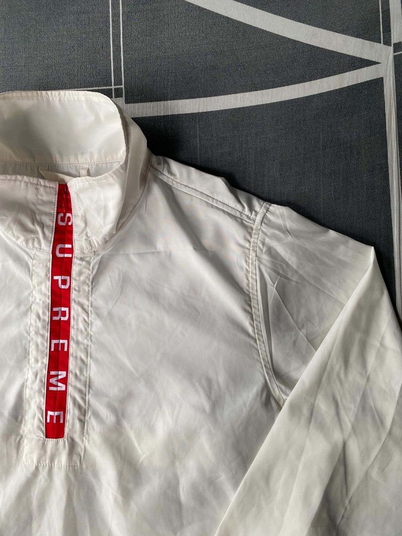 Supreme quarter zip windbreaker (Category: Coats, Jackets and Outerwear) located in Manila. Submitted by raymondrob54698 (Listing ID 1467093180, Image 2). Description: Size small on tag best fit large 23 width 26.5 length.