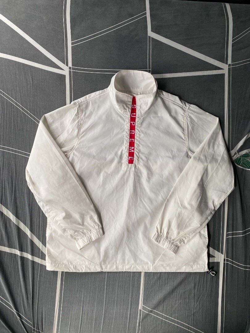 Supreme quarter zip windbreaker (Category: Coats, Jackets and Outerwear) located in Manila. Submitted by raymondrob54698 (Listing ID 1467093180, Image 1). Description: Size small on tag best fit large 23 width 26.5 length.