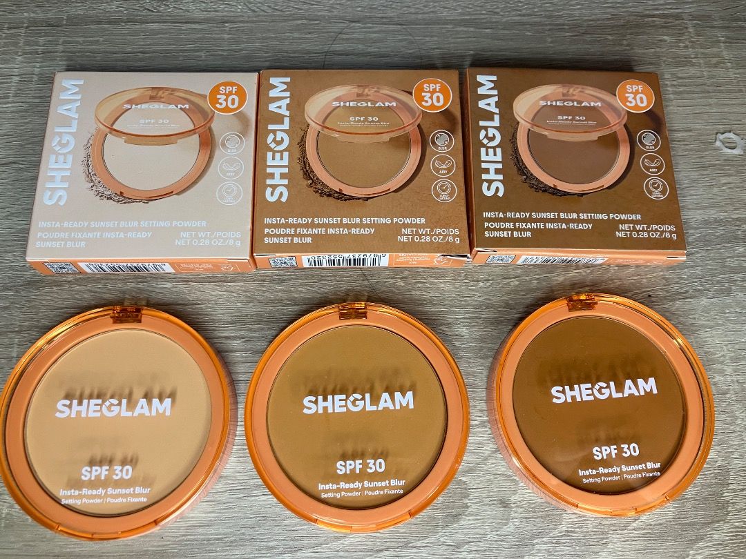 TAKE ALL SHEGLAM SUNSET BLUR SETTING POWDER (Category: Makeup) located in Malabon City. Submitted by nvrrsamantha (Listing ID 1466974835, Image 1). Description: 400 PESOS ONLY! • bisque • smooth sand • cocoa loco 📦 j&t, lalamove 📍malabon .