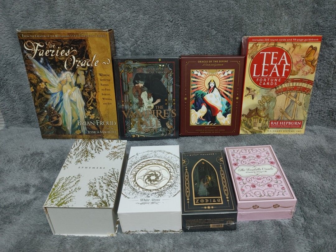 Tarot, Lenormand and Oracle Card Decks (Category: Storybooks) located in Cavite. Submitted by adrienne_garcia (Listing ID 1467135334, Image 1). Description: Tarot and Oracle decks for sale Special discount to old buyers 💜 Sealed: ❀ The Yukika Tarot (pink rainbow edge): 4500 ❀ Polly's fantasy world v3 (pink rainbow edge and holographic cards): 3500 ❀ Women of the Myth: 1500 ❀ 霧影紗雷諾曼 Lenormand: 1400 ❀ Monsoon collectors edition + table cloth (silv