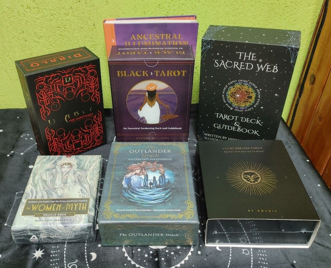 Tarot, Lenormand and Oracle Card Decks (Category: Storybooks) located in Cavite. Submitted by adrienne_garcia (Listing ID 1467135334, Image 3). Description: Tarot and Oracle decks for sale Special discount to old buyers 💜 Sealed: ❀ The Yukika Tarot (pink rainbow edge): 4500 ❀ Polly's fantasy world v3 (pink rainbow edge and holographic cards): 3500 ❀ Women of the Myth: 1500 ❀ 霧影紗雷諾曼 Lenormand: 1400 ❀ Monsoon collectors edition + table cloth (silv