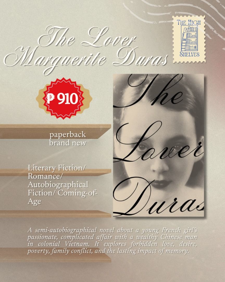 The Lover - Marguerite Duras (Category: Storybooks) located in Marikina City. Submitted by the.highshelves (Listing ID 1466987438, Image 1). Description: ✨ AUTHENTIC BOOKS ONLY! Every book is carefully sourced and selected with fellow readers in mind. PACKED WITH LITTLE FREEBIES! you can also visit our ig acc! - @the.highshelves Interested in a book? MULTIPLE COPIES AVAILABLE 💬 Send us a message! Will send more actual pictures of the book if req