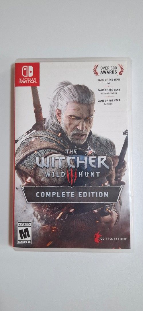 The Witcher 3 Wild Hunt Complete Edition Nintendo Switch (Category: Nintendo) located in Manila. Submitted by trueowl.24db90 (Listing ID 1467003122, Image 1). Description: **Slightly Negotiable** - Platform: Nintendo Switch (Physical game card in original case) - Edition: Complete Edition with - Expansions: Includes Hearts of Stone and Blood and Wine - ESRB Rating: M for Mature.