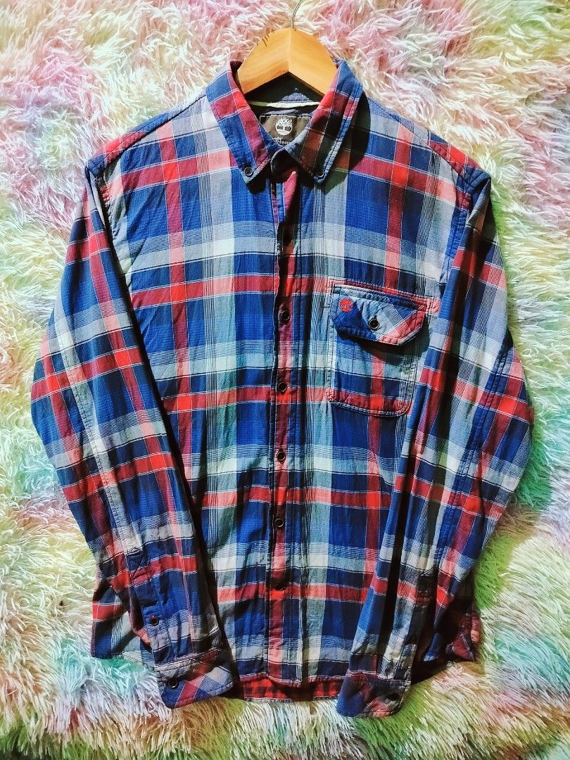 Timberland Earthkeepers Slim Fit Mixed Plaid Multi-Pattern Flannel Button-Down Shirt (Category: Coats, Jackets and Outerwear) located in Palo. Submitted by ubnathrifteez (Listing ID 1467102679, Image 2). Description: DIMES ; L28W21 CONDITION ; EXCELLENT COLOR RATE 9/10 ISSUE ; NONE.