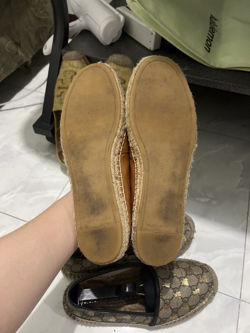 Tory Burch and Gucci Espadrilles Collection (Category: Sneakers & Footwear) located in Marikina City. Submitted by ash_2 (Listing ID 1467026240, Image 3). Description: Espadrilles cream croc-embossed Tory Burch flats, GG Supreme bee motif Gucci slip-ons, and tan leather Tory Burch loafers. Jute rope soles with rubber outsoles. Great rotation for warm weather outfits. Various designer styles in classic neutral tones..