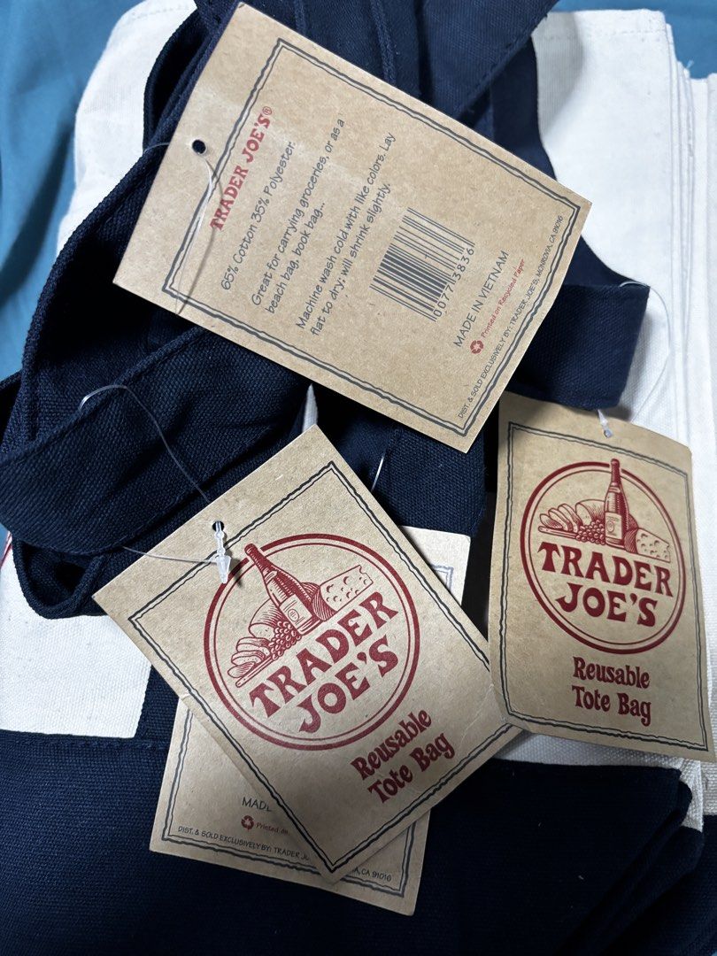 Trader Joe's Canvas Tote Bag (Category: Tote Bags) located in Taguig. Submitted by pijpuj (Listing ID 1467092510, Image 2). Description: Trader Joe’s tote bag fresh from US 3pcs in stock 20x14inches (large) Can give slight discount if taking all Pm me for inquiries.
