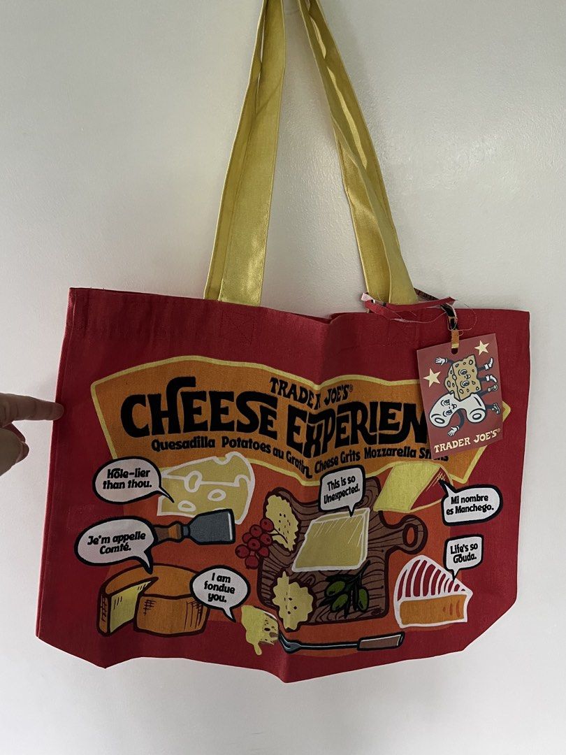 Trader Joe’s tote bag Cheese (Category: Tote Bags) located in Manila. Submitted by lulu.coco (Listing ID 1466977719, Image 1). Description: • Last price posted • Guaranteed authentic, not knockoff • For Shipping only, add 50 within m.m, 100-120 outside m.m • Gcash or BDO payment.