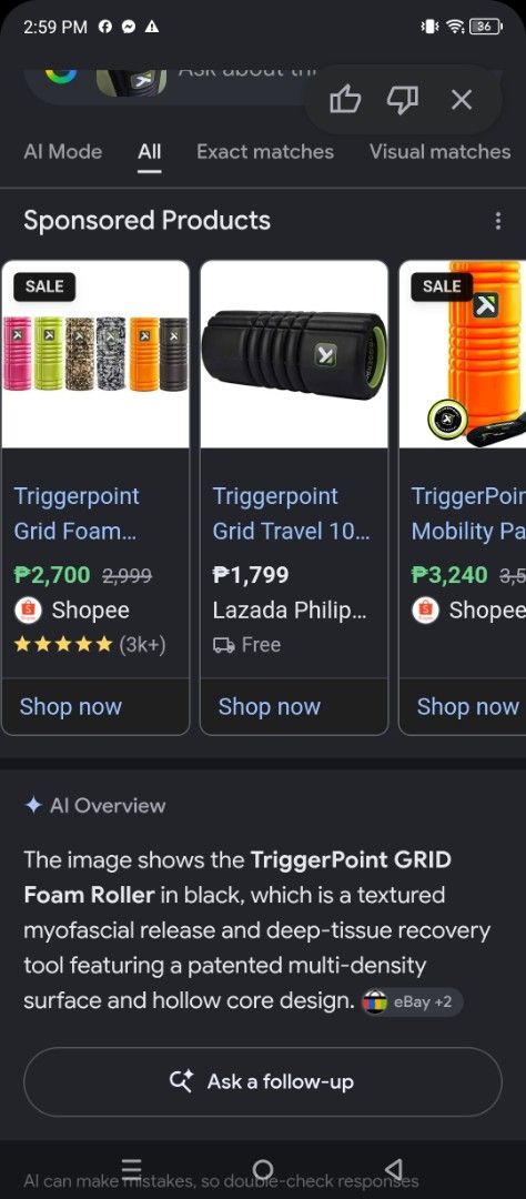 TriggerPoint GRID Foam Roller and Core Twister Board (Category: Toning & Stretching Accessories) located in Irosin. Submitted by whanchore55263 (Listing ID 1467105905, Image 2). Description: - Set includes: TriggerPoint GRID foam roller (black, multi-density, hollow core) and a black circular foot massage twist board with textured surface and magnetic points - Benefits: Ideal for post-workout recovery, myofascial release, and core stability exerc