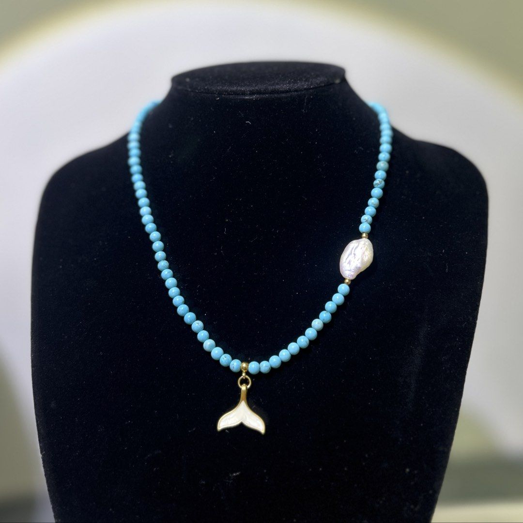 Turquoise and Keshi pearl (Category: Necklaces) located in Lipa City. Submitted by avenueusco_ph (Listing ID 1467002300, Image 2). Description: Authentic turquoise with a keshi pearl necklace. 🤍💫 5mm turquoise and 14mm keshi pearl 💫 Only 1 😍🤍💙.