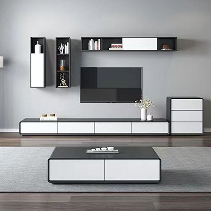 TV Cabinet Rounded Walnut Drawer cabinet Minimally Light Luxury ...