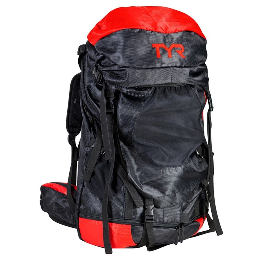 TYR Elite Backpack Red and Black (Category: Backpacks) located in Taguig. Submitted by thrifthub.ph (Listing ID 1467005361, Image 1). Description: - Brand: TYR - Colorway: Red and Black - Storage: Large main compartment with drawstring and top lid closure - Comfort: Adjustable padded shoulder straps, sternum strap, and waist belt with side pockets - Exterior: Multiple compression straps and gear loops for extra gear - Ideal For: Swim meets, heavy