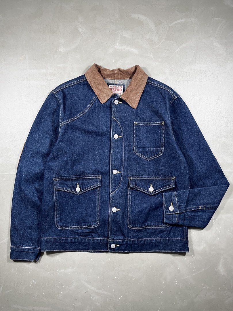 Uncle Fu Retro Workwear Chore Denim Jacket (Cinch Back) (Category: Coats, Jackets and Outerwear) located in Baguio. Submitted by highland.archives (Listing ID 1467081274, Image 3). Description: Pristine condition Width: 22 Length: 26 Shoulders: 19 Sleeve length: 25.5 Hem: 21.5.