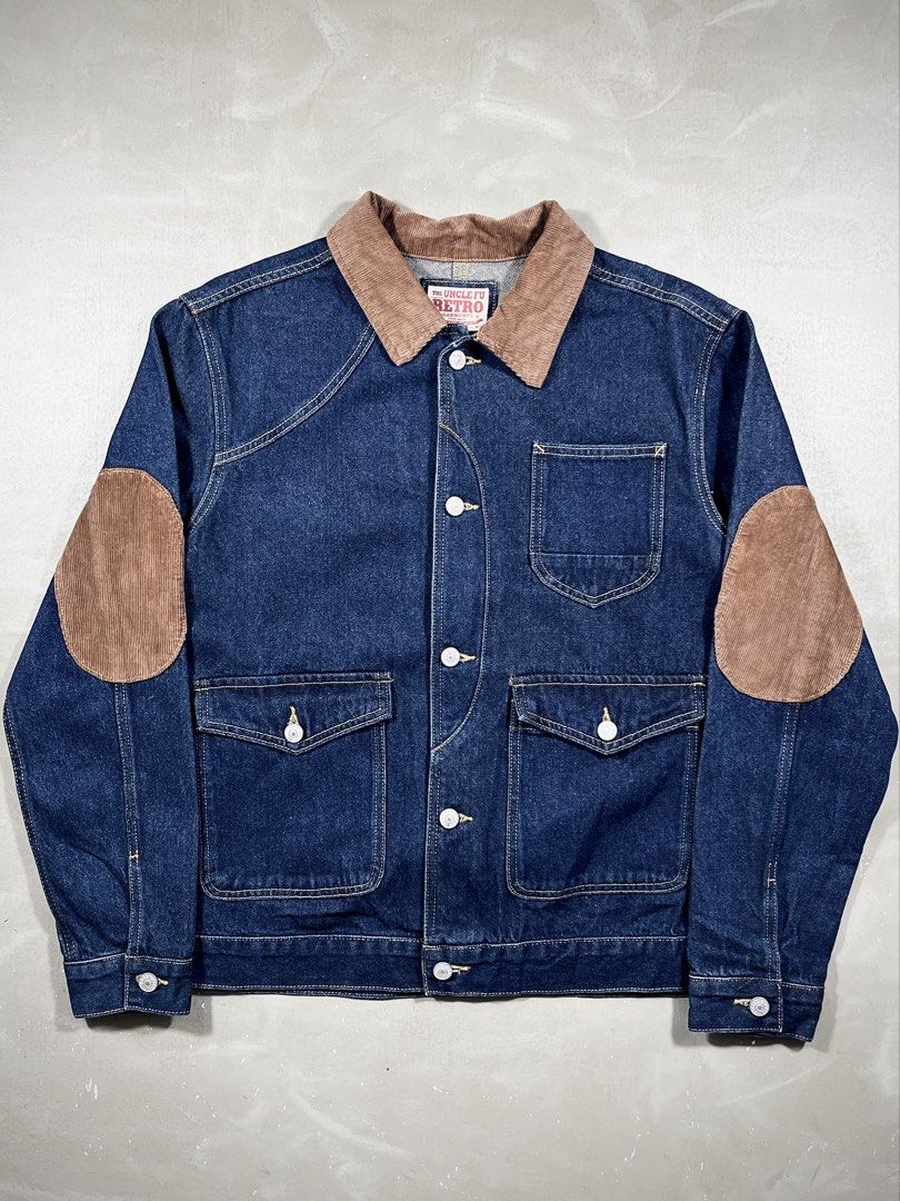 Uncle Fu Retro Workwear Chore Denim Jacket (Cinch Back) (Category: Coats, Jackets and Outerwear) located in Baguio. Submitted by highland.archives (Listing ID 1467081274, Image 1). Description: Pristine condition Width: 22 Length: 26 Shoulders: 19 Sleeve length: 25.5 Hem: 21.5.