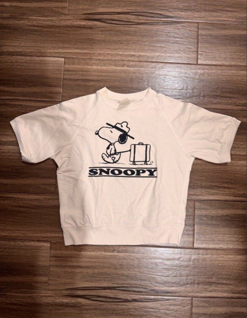 UNIQLO Cute White Snoopy Top (Category: Blouses) located in Manila. Submitted by new.milla (Listing ID 1467029444, Image 1). Description: used twice; makeup marks on the neckline but can be removed!.