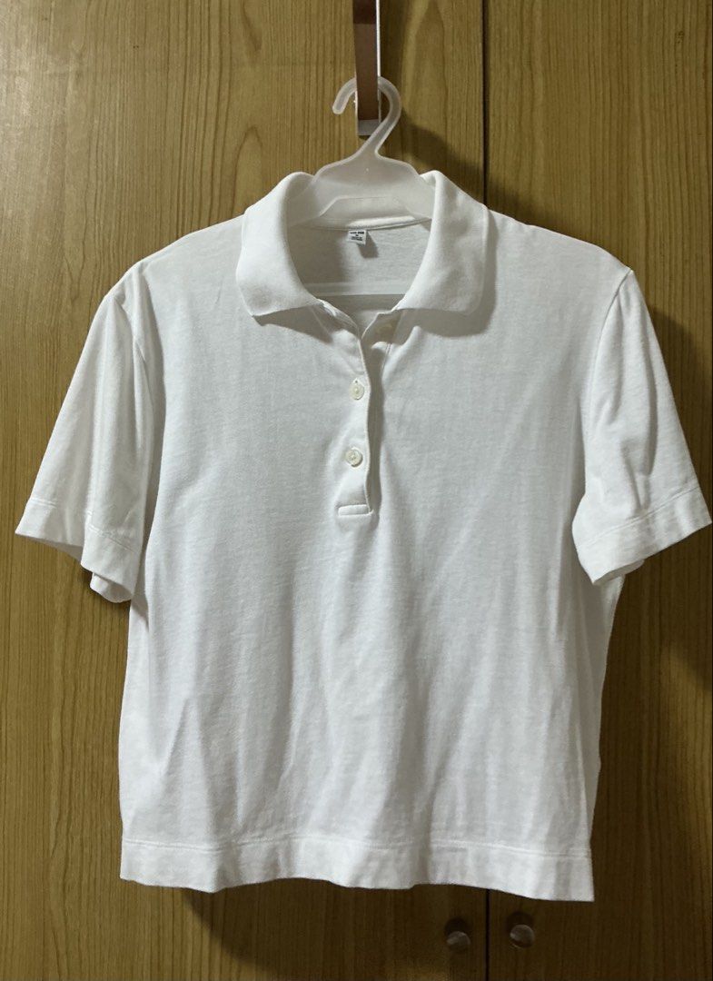 Uniqlo White Polo Shirt (Category: Shirts) located in Quezon City. Submitted by cleaningmomma (Listing ID 1467128754, Image 1). Description: - Brand: Uniqlo - Size: M - Color: White - Style: Classic collar with 3-button placket, short sleeves - Origin: Made in Vietnam - Condition: Clean fabric, simple everyday staple easy to pair with jeans or shorts FOR SURE BUYERS PLEASE PROVIDE: (For Waybill) Complete Name Contact number Complete Address (incl