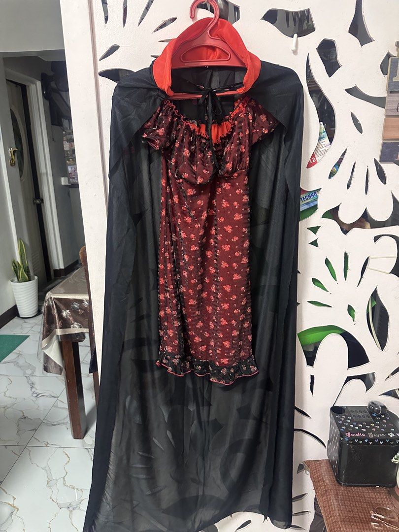 Vampire costume set (dress and cape) (Category: Dresses) located in Manila. Submitted by jentistwah (Listing ID 1467117751, Image 2). Description: Set na dress and cape Xs-M Ruched dress Body hugging.