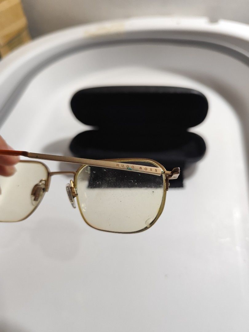 Vintage Hugo Boss Gold Framed (Category: Sunglasses & Eyewear) located in Cebu City. Submitted by icoolectnsellect (Listing ID 1467145500, Image 3). Description: Issue: Minor Scratch, Dirt and RX lens. at broken plastic sa temple Bought at Garage Sale. Authenticity not Guaranteed, di ko alam if legit or Fake. Buy @ your own Risk. All EyeGlasses or Sun Glasses ay may Grado or Prescription Glasses. Please be careful para di masira mata nyo, you can