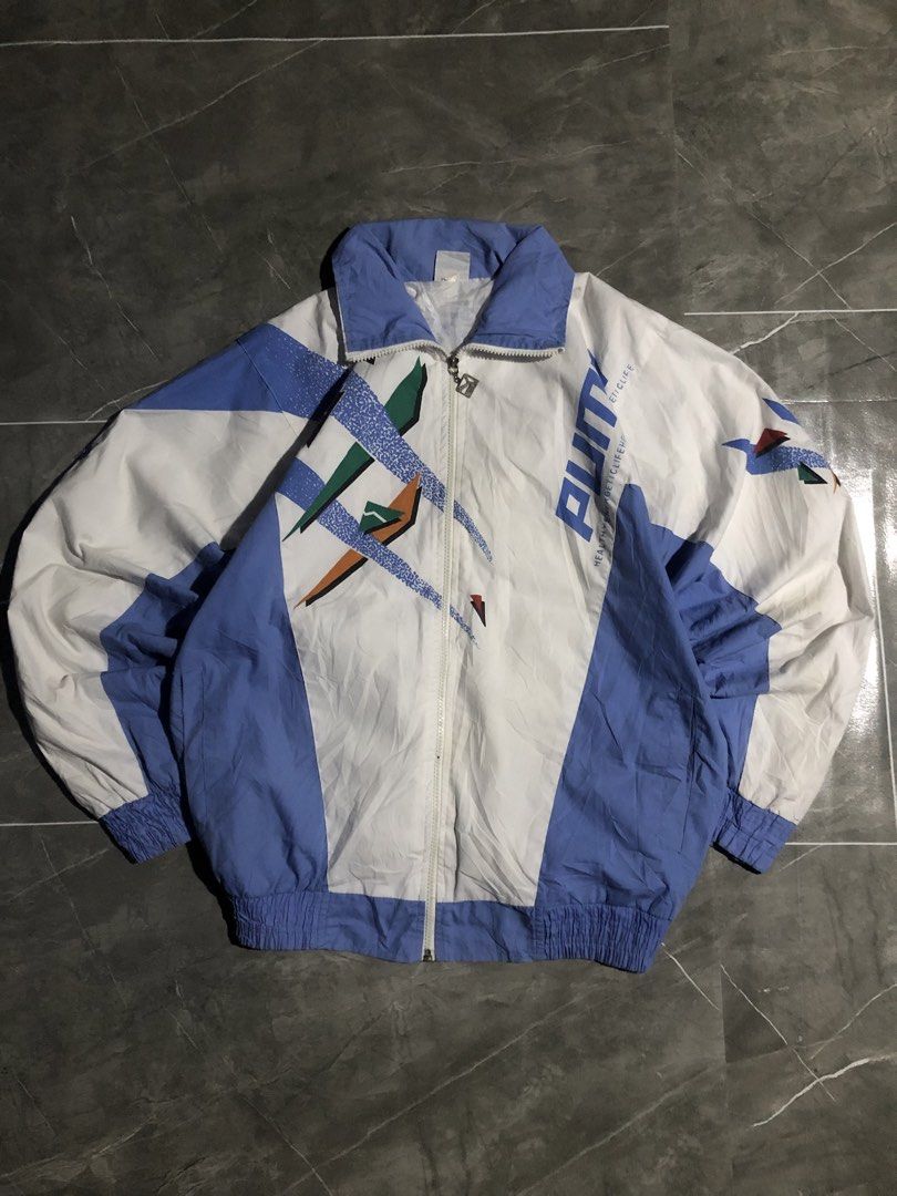 Vintage Puma Track windbreaker jacket (Category: Coats, Jackets and Outerwear) located in Manila. Submitted by buksthrifthing (Listing ID 1466973426, Image 1). Description: 24 by 27 Large to semi xL box type No issue Excellent condi Like new pero vintage na sya.