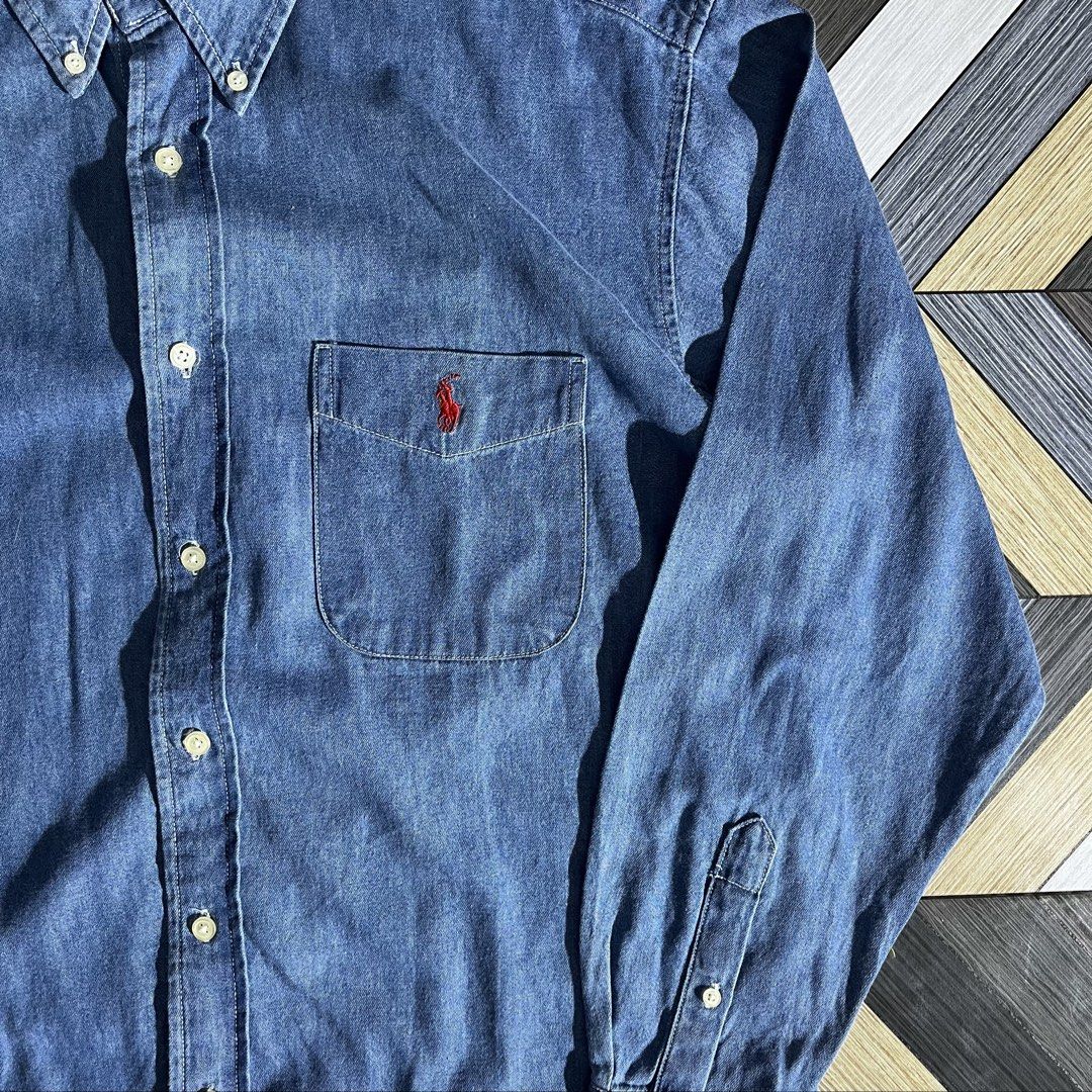 Vintage Ralph Lauren Denim Button Down Long-Sleeve (Category: Formal Shirts) located in Daraga. Submitted by th3cliquejunks (Listing ID 1467029450, Image 3). Description: Vintage Ralph Lauren Denim Button Down Long-Sleeve Tagged Size: Medium / Fits XL Condition: 10/10 Flawless Measurement: Pit to pit: 24” Length: 31” - 1,880 Dm!.