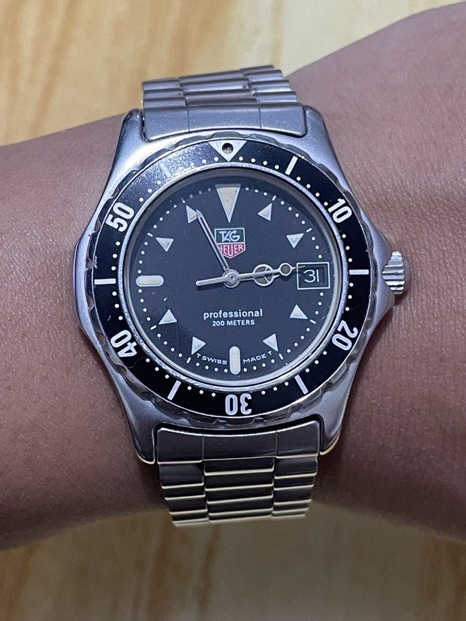 Vintage Tag Heuer Quartz (Category: Men's Watches) located in Taguig. Submitted by tester1x (Listing ID 1465230108, Image 1). Description: Secondhand Used Watch Vintage Tag Heuer Swiss Made 973.013 R B39846 Quartz Black Dial 32mm Bezel 35mm Case Sapphire Crystal Stainless Steel Case Tag Stainless Steel Bracelet “Watch Only” .