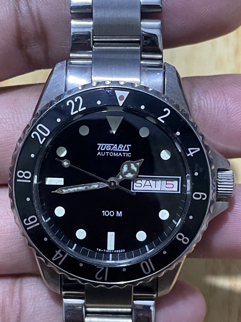 Vintage Tugaris Diver (Category: Men's Watches) located in Taguig. Submitted by tester1x (Listing ID 1467060755, Image 3). Description: Vintage Tugaris Diver Automatic TS - T192 - 46520 46520S Black Dial All Stainless Steel 36.9mm Replacement Stainless Steel Bracelet 6.5inch wrist size .