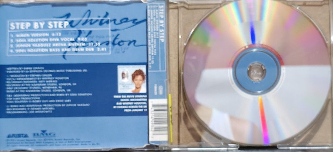 Whitney Houston Step By Step CD Part 2 (Category: CDs & DVDs) located in Manila. Submitted by ruelcabrer77078 (Listing ID 1467157037, Image 2). Description: - Artist: Whitney Houston - Title: Step By Step CD Single (Part 2 of 2) - Release Year: 1996 (Arista / BMG) - Soundtrack: The Preacher's Wife - Packaging: Jewel case with front and back artwork included - Tracks: 1. Album Version, 2. Soul Solution Diva Vocal, 3. Junior Vasquez Arena Anthem, 4