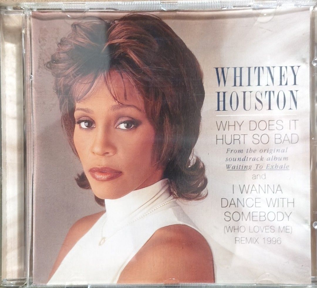 Whitney Houston Why Does It Hurt So Bad CD Single (Category: CDs & DVDs) located in Manila. Submitted by ruelcabrer77078 (Listing ID 1467157095, Image 1). Description: - Artist: Whitney Houston - Release Year: 1996 (Arista Records) - Format: CD Single in standard jewel case with back insert tracklist - Tracks include: Why Does It Hurt So Bad, I Wanna Dance With Somebody (Junior's Happy Hand Bag Mix), and Junior's X-Beat Dub - Condition: Good coll