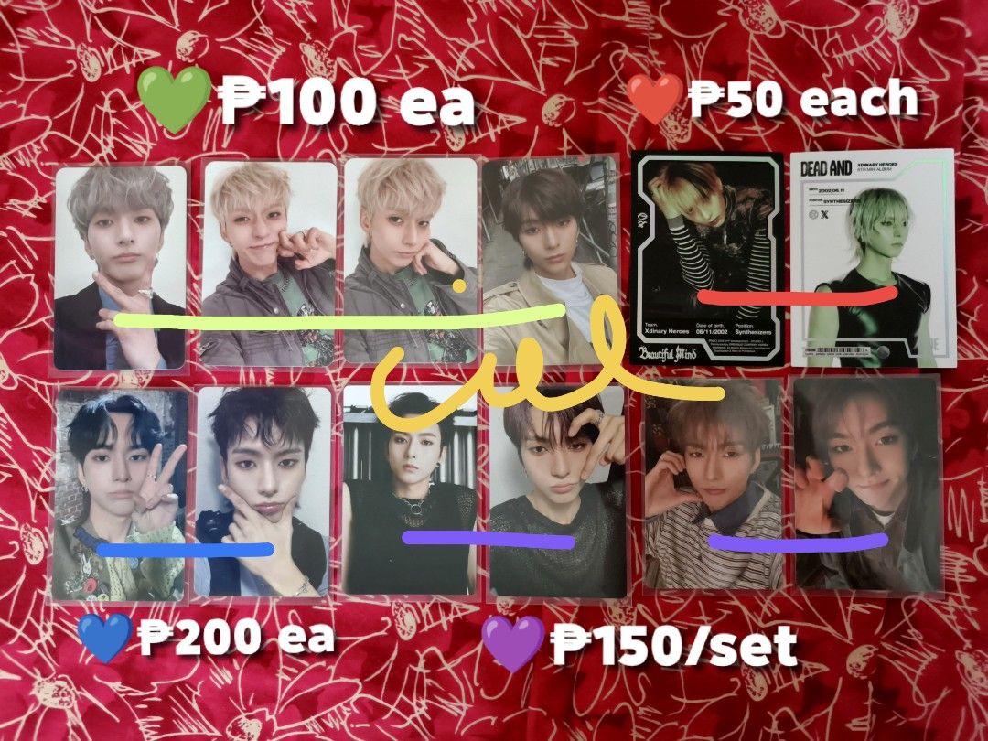 XDINARY HEROES PHOTOCARDS (Category: K-Wave Merchandise) located in Indang. Submitted by gwinbewi (Listing ID 1467090959, Image 2). Description: - mint condition - prices shown in pictures.