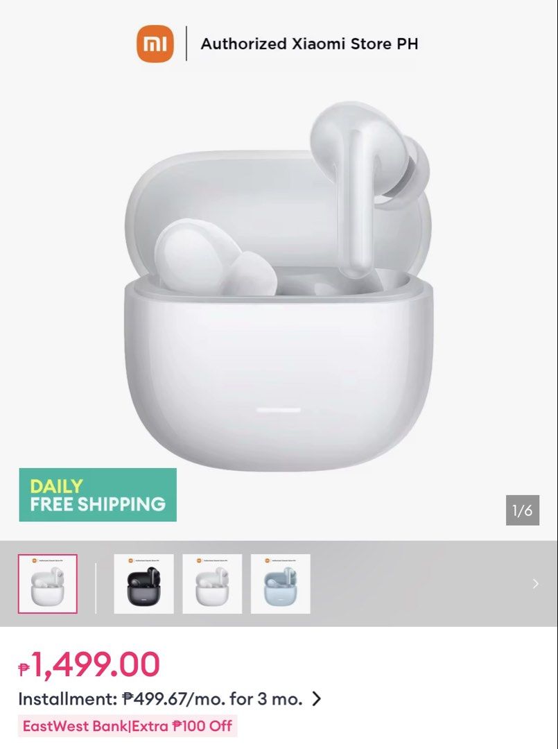 Xiaomi Redmi Buds 8 Lite White Wireless Earbuds (Category: Earphones) located in Dumaguete. Submitted by jclai924 (Listing ID 1467066553, Image 1). Description: - Item: Xiaomi Redmi Buds 8 Lite (Model M2539EY) - Color: White - Condition: Brand new, sealed, unopened, and unused from official store - Connectivity: Bluetooth 5.4 - Key Feature: Active Noise Cancellation (ANC) - Inclusions: Original box, user manual, and 3 pairs of eartips.