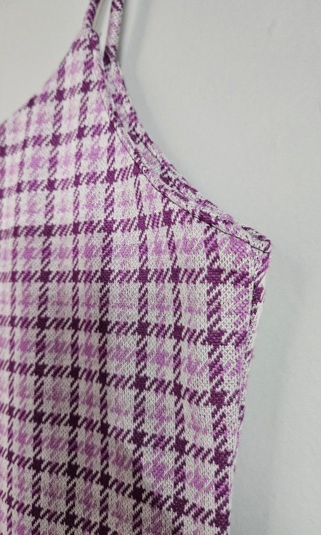 Y2K Plaid Houndstooth Purple Mini Dress (Category: Dresses) located in Quezon City. Submitted by preppyraven (Listing ID 1467053352, Image 3). Description: Super cute, preloved purple plaid houndstooth mini dress. Condition: Preloved, excellent condition. Well taken care of. Size: Small ( Sightly stretchy lang siya ). Color: Pastel Purple / Lilac / Gray. Reason for Selling (RFS): Decluttering / closet cleanout. #Y2KPH #GenZ #PreppyAesthetic #Mini