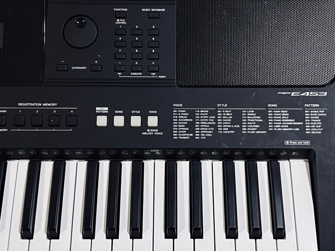 Yamaha PSR-E453 Portable Keyboard [Used] (Category: Musical Instruments) located in Quezon City. Submitted by jinspreloved (Listing ID 1467095355, Image 2). Description: Selling my used keyboard. It's in good condition and everything works great, all keys, buttons, the screen, and speakers are 100% functional 🩶 🎹 What you get: • Yamaha PSR-E453 Keyboard • Original Yamaha power adapter • Music sheet stand • Keyboard Stand 📍 Pickup & Payment: • 