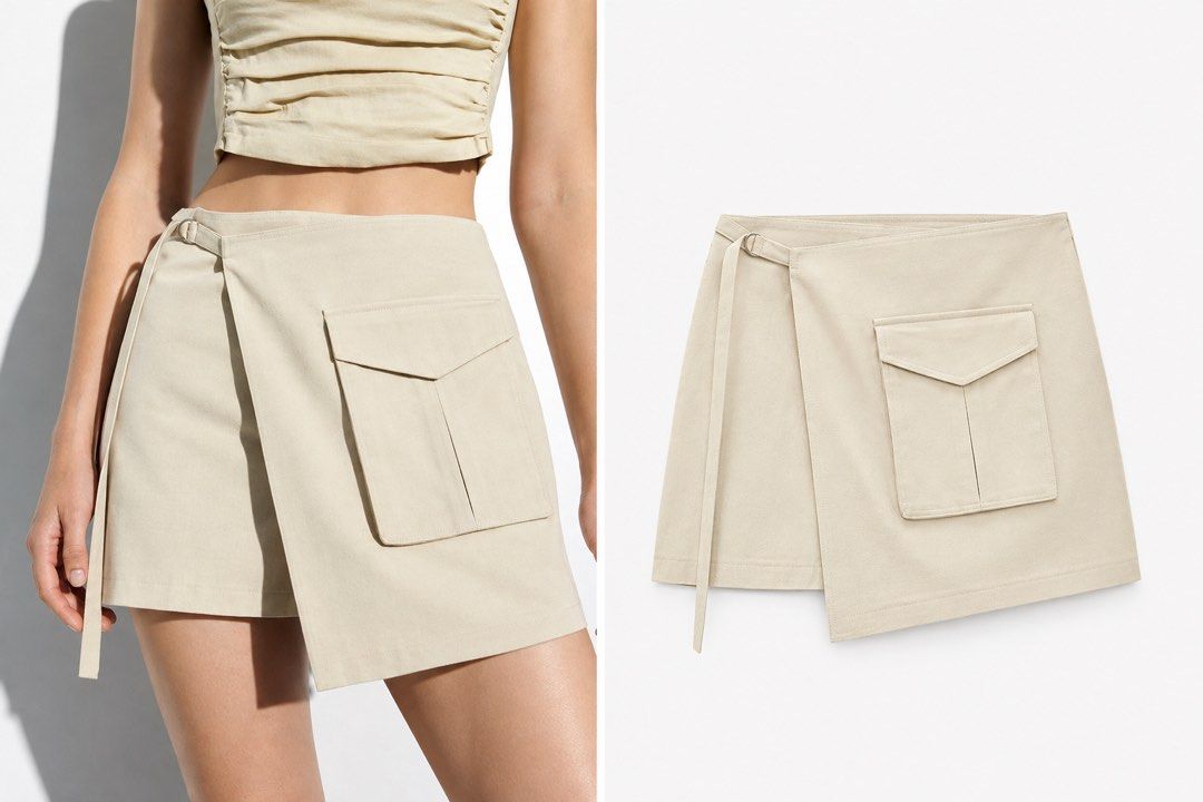 Zara Cargo Skort (Category: Skirts) located in Cabanatuan. Submitted by thriftby_zy (Listing ID 1467135246, Image 2). Description: Ganda netooo Size: Large | Waist: 30-31 Adjustable | Zipper Side | With short Length: 14" .