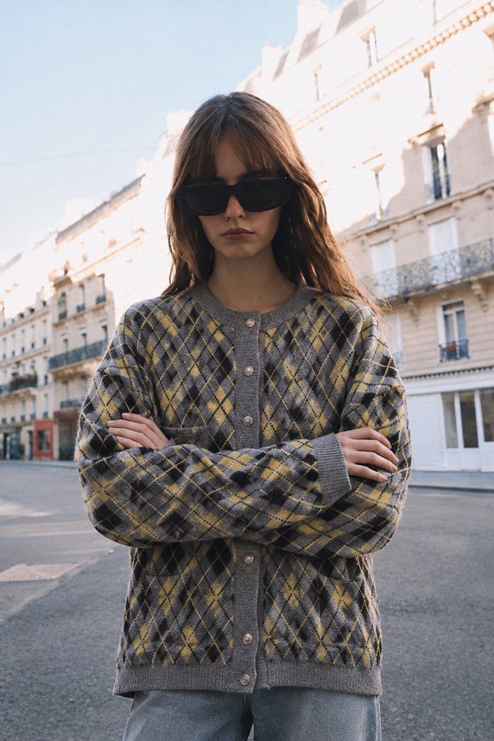 Zara Gold Button Argyle Wool Blend Cardigan top (Category: Others Tops) located in Taguig. Submitted by madeasoncloset (Listing ID 1466980774, Image 2). Description: Original price 3395 Cute cardigan with Gold Hardwire Fixed Price 📍TAGUIG 🚚 J&T / Lalamove / GRAB .