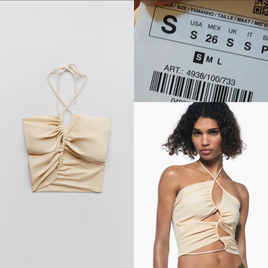 ZARA halter peek-a-boo top (Category: Others Tops) located in Quezon City. Submitted by rmseller.2017 (Listing ID 1467018829, Image 1). Description: ZARA halter peek-a-boo top | S on tag, fits XS-M | P1000 only.