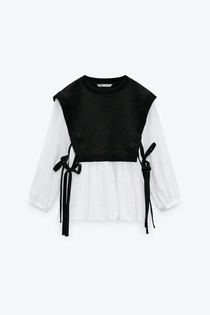Zara Longsleeve Japandi Tie Bow top (Category: Longsleeves) located in Las Pinas. Submitted by kylloren_ (Listing ID 1467029417, Image 1). Description: - rfs: decluttering - size xs but runs m - shipping is thru j&t helping tags [h&m, mango, zara, uniqlo, brandy melville, princess polly, y2k, coquette, dainty, vintage, early 2000s, grunge, cottagecore, basics, preppy, goth, fairycore, fairy, edikted, miu the label, isa the label, hollister, aerop