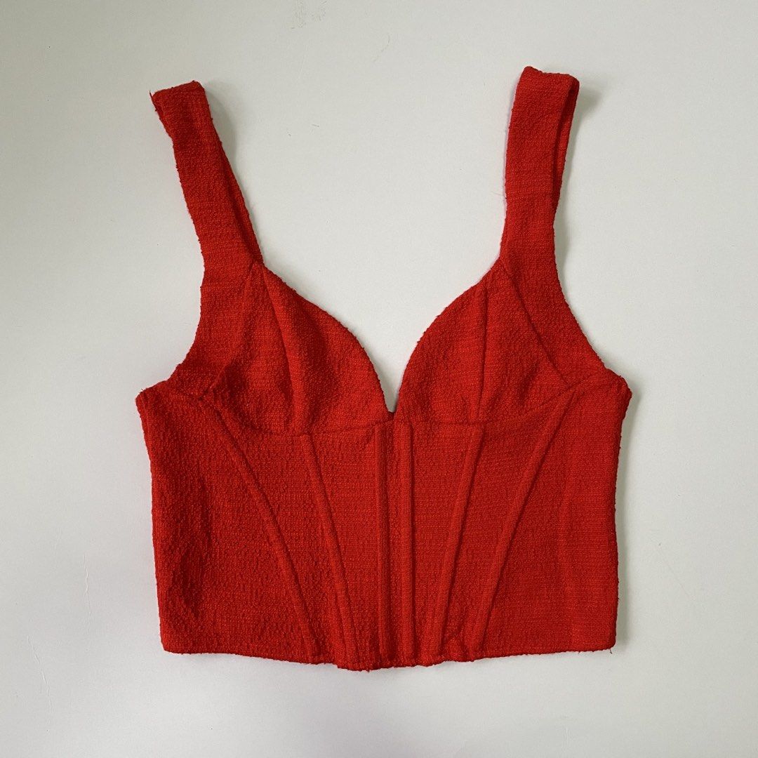 Zara Red Tweed Corset (Category: Sleeveless) located in Pasay City. Submitted by lovedbyzea (Listing ID 1467048619, Image 1). Description: .