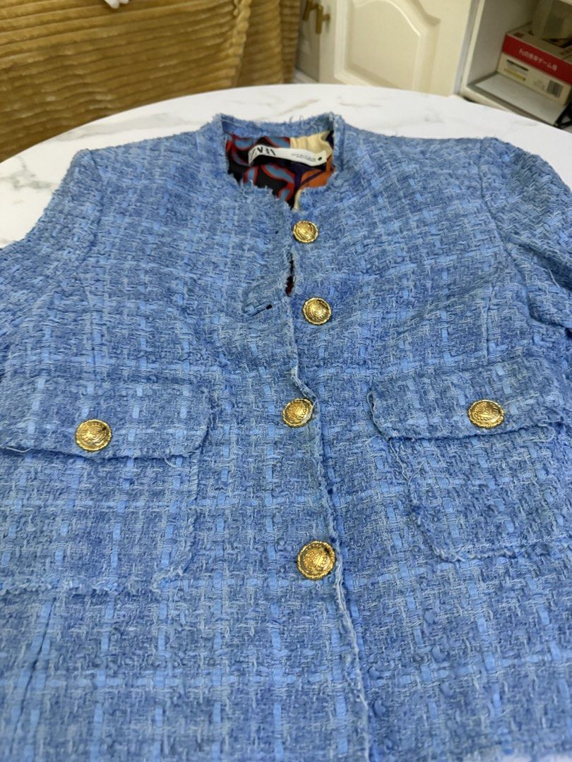 Zara tweed blazer (Category: Coats, Jackets and Outerwear) located in Manila. Submitted by ajaypiagv (Listing ID 1467033768, Image 1). Description: Authentic Like new Small-medium No issues.