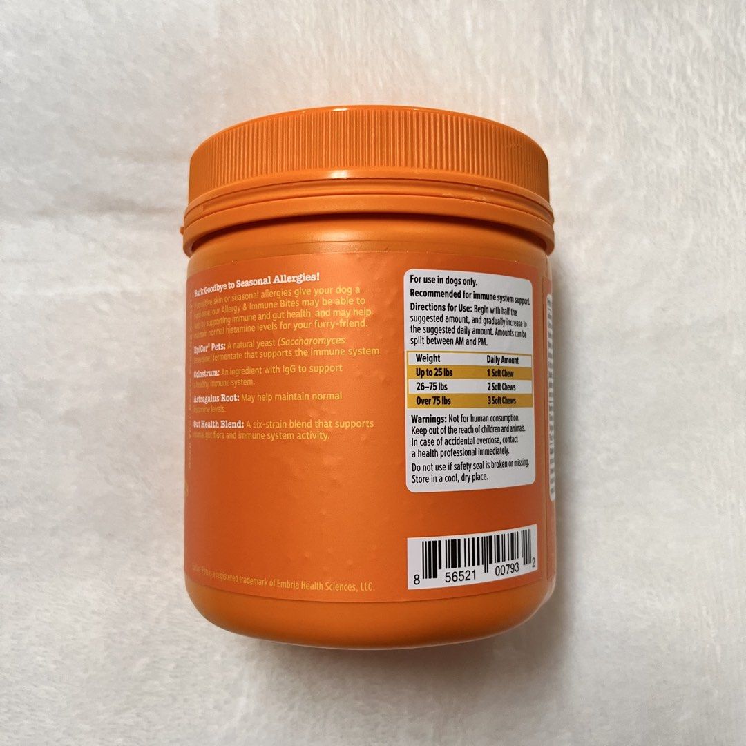 Zesty Paws Allergy and Immune Bites (Category: Pet Food) located in Dagupan City. Submitted by bangtancellar (Listing ID 1467091467, Image 2). Description: Peanut butter flavor Bought from Zesty Paws Official Store Best by: April 2027 Rfs: change in pet’s diet Pls dm if interested .