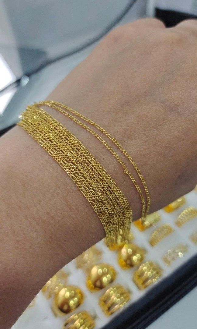 18K Saudi Gold Figaro Bracelet (Category: Bracelets) located in Caloocan City. Submitted by cheskhaionlinestore2.0 (Listing ID 1467284656, Image 2). Description: 18K Pure Saudi Gold Figaro Bracelet ₱3000 only 📌 🍒 Pawnable/ Nasasangla💯 🍒 Brandnew 💯 🍒 Ship via JNT/ LBC 🍒 Lalamove for same day delivery 🍒 We accept COD COP with downpayment to avoid cancellation of orders ⚡ How to Order? Please feel free to message us directly 🙏🏻 Cheskhai On