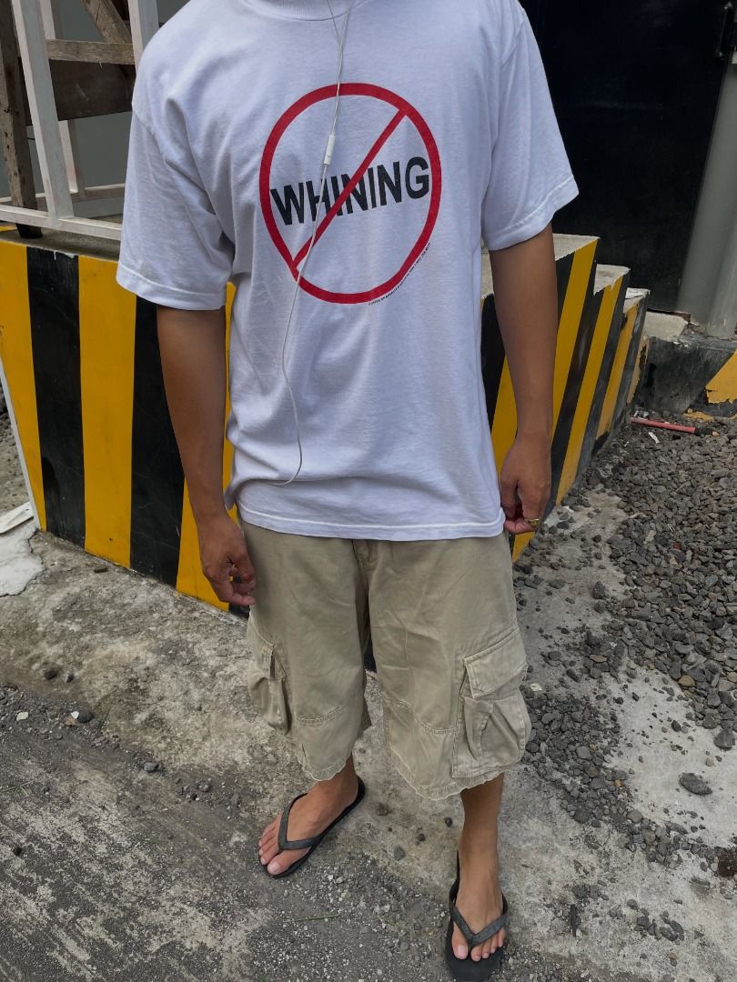 1990s NO WHINING TEE (Category: Tshirts & Polo Shirts ) located in Tabaco. Submitted by touchbytats (Listing ID 1467177636, Image 2). Description: length: 29 width: 21 issue: stain/minimal crack print NOTE: 📍Please manage your expectation. 📍Shipping fee is shouldered by the buyer 📍These are thrifted items, already washed and ready to wear. However, some pieces may have stains that can be removed with washing. 📍Minor signs of wear or imperfect
