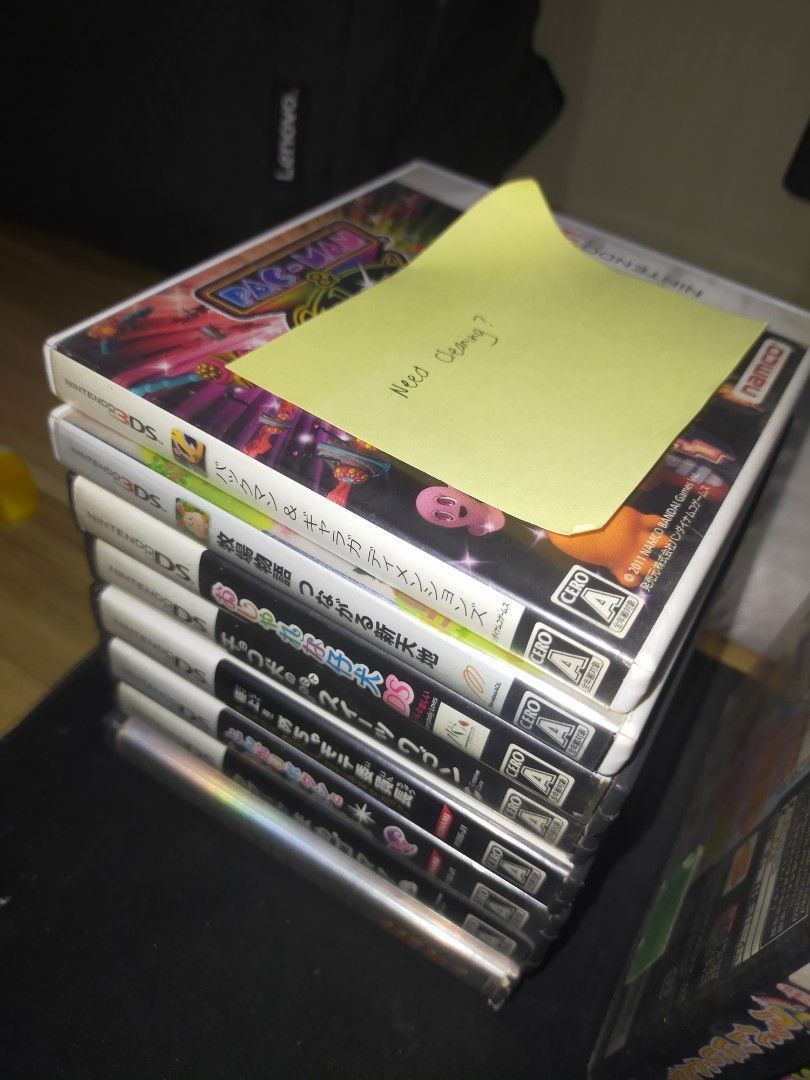 3DS AND DS GAMES (Category: Nintendo) located in Manila. Submitted by reichan_36 (Listing ID 1467206341, Image 3). Description: - Take all for 4000 Boxed & Loose cartridges with case The ones stacked vertically are either defective or they just need cleaning (see sticky note) The rest are still in good condition !Every game is in Japanese Language!.