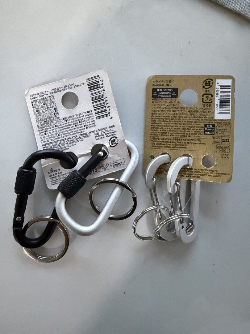 4 pcs Daiso Carabiner (Category: Everything Else Others) located in Makati City. Submitted by madamchi (Listing ID 1467289998, Image 2). Description: 4 pcs Daiso Carabiner New MOP: Gcash PICKUP: Makati City/Glorietta NATIONWIDE SHIPPING also available via J&T .
