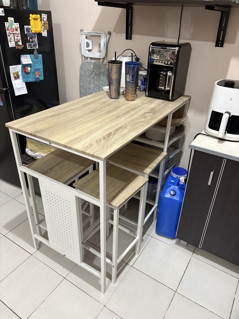 4 seater dining set (Category: Tables & Sets) located in Manila. Submitted by isabellehm (Listing ID 1467291039, Image 1). Description: Pick up at Estrada Manila (near St. Scho) Original price is at P11,995 selling it for 6,000 only. :) Used for 2 year only. Rfs: moving out.