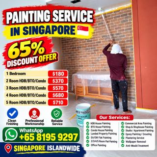Professional Painting Service In Singapore 🇸🇬 HDB/BTO/CONDO/LANDED house Painting/ 2/3/4/5 Room Flat Painting, Commerical Area Painting, Epoxy Painting/ Grouting/ Wallpaper Remove- Installation/ Disposal Service/ Plastering Service  Collection item 2