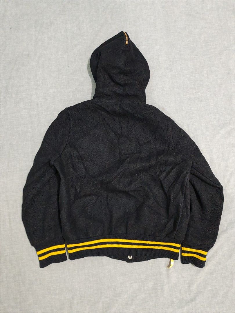 70s sailor collar hooded varsity jacket (Category: Coats, Jackets and Outerwear) located in Baguio. Submitted by used_clothing2600 (Listing ID 1467339837, Image 2). Description: 70s sailor collar hooded varsity jacket wool size Small good condition cut tags may repair sa bandang pocket pit to pit 21 length 23 shoulders 15 sleeve length 22 P 980.