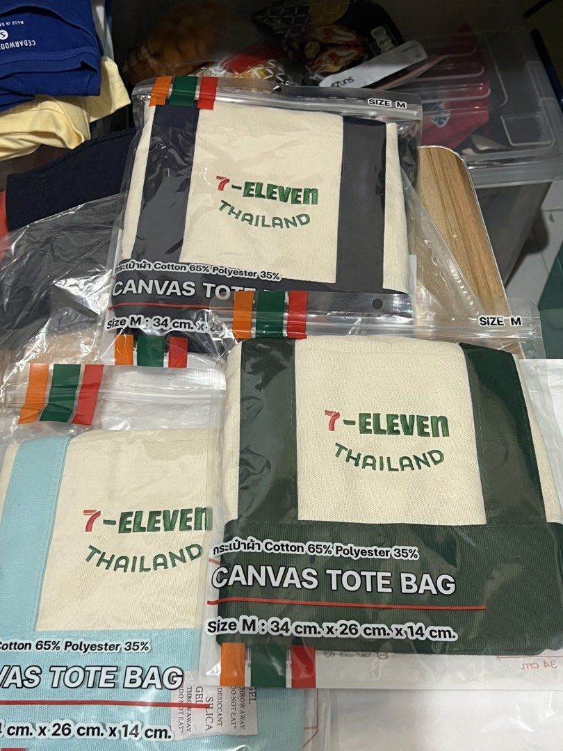 7-11 mini tote bag thailand (Category: Tote Bags) located in Pasig City. Submitted by bagsunlimitedmnl (Listing ID 1465780559, Image 2). Description: From bangkok Available in navy blue, light blue and green.